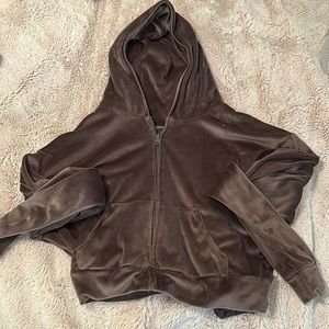 SKIMS Brown Velour zip-up